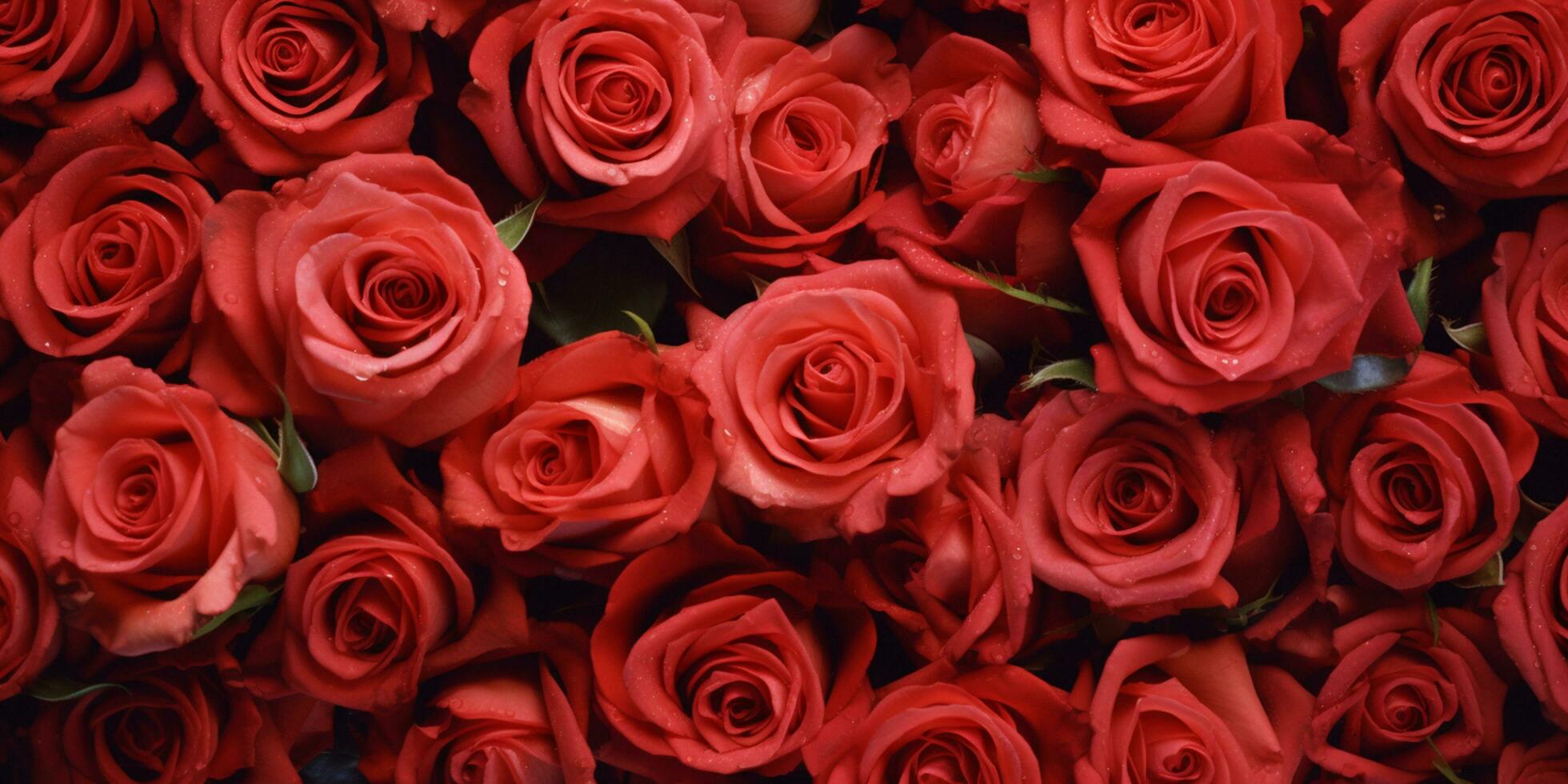 abondance de rouge Rose fleurs création une modèle sur Contexte - ai généré photo