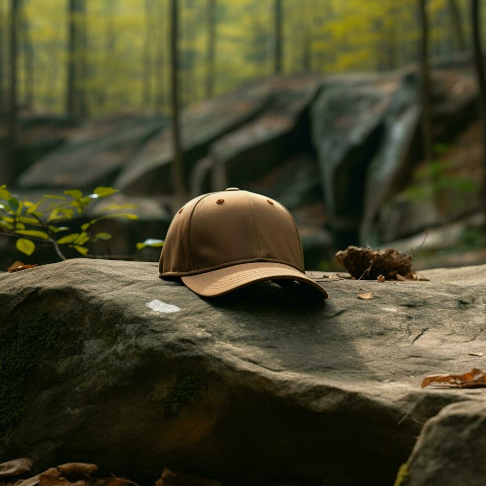 ai génératif photo de Vide lumière marron base-ball chapeau, ultra réaliste, 8k, adapté à créer chapeau maquette ou casquette maquette