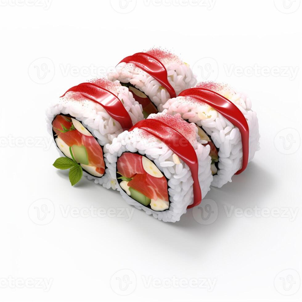 haute qualité de 3d style conception de futomaki Sushi avec blanc Contexte photo