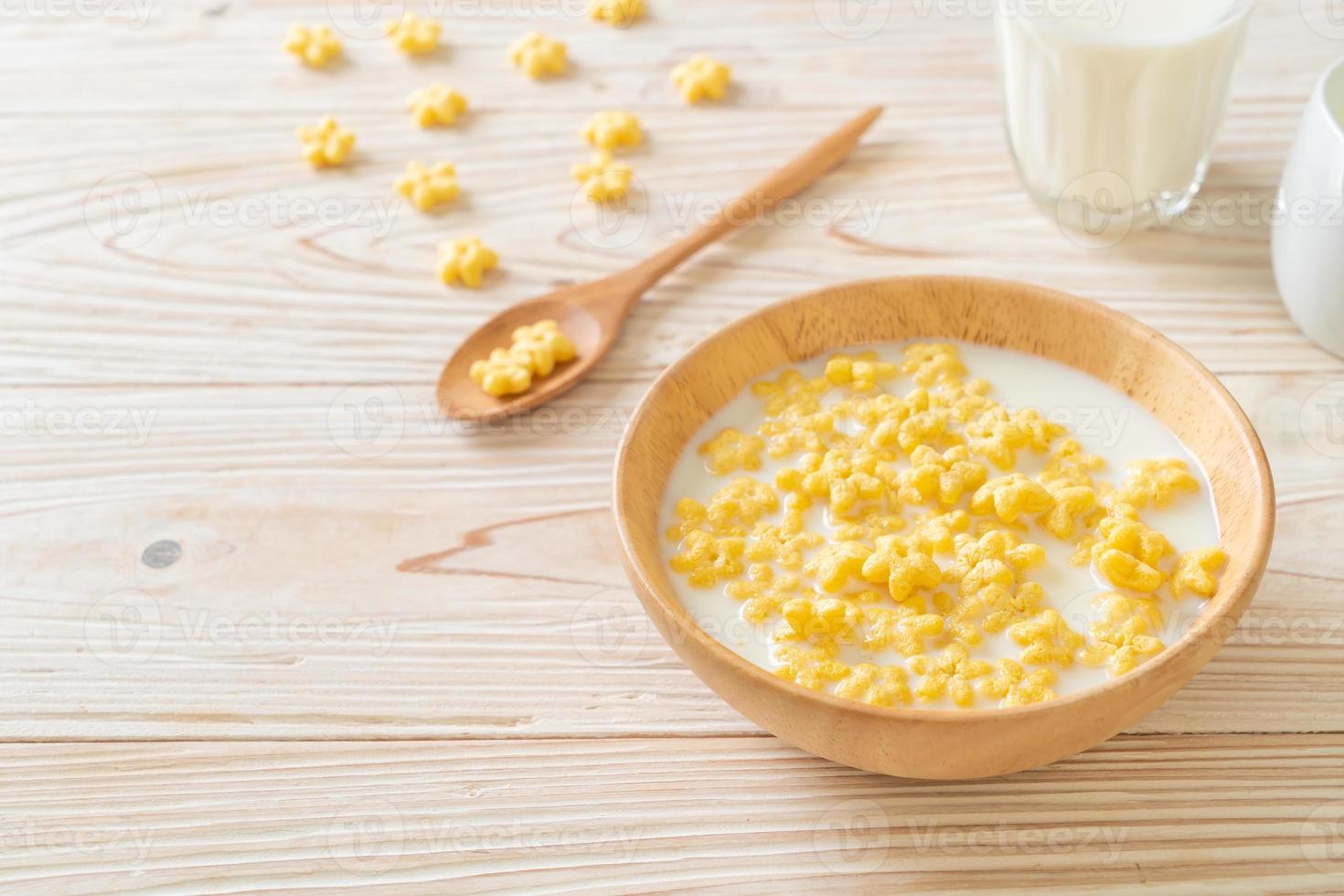 céréales complètes avec du lait frais pour le petit déjeuner photo