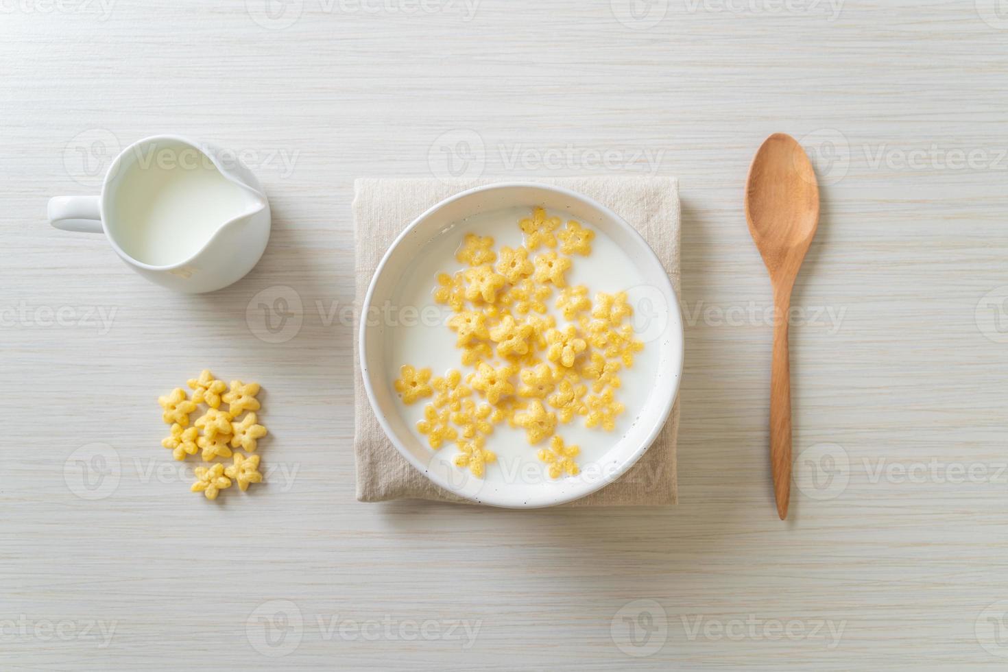 céréales complètes avec du lait frais pour le petit déjeuner photo