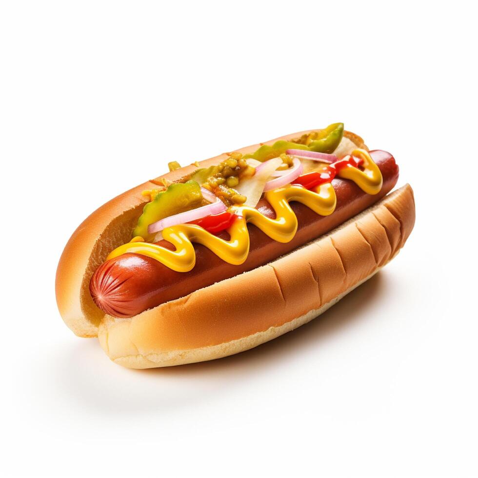 ai génératif haute qualité de 3d Hot-dog conception dans blanc Contexte photo