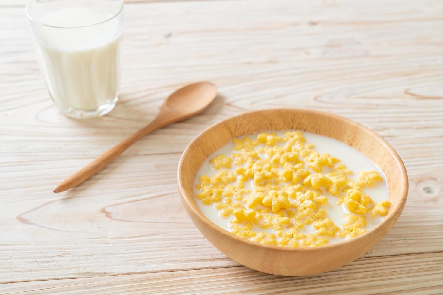 céréales complètes avec du lait frais pour le petit déjeuner photo