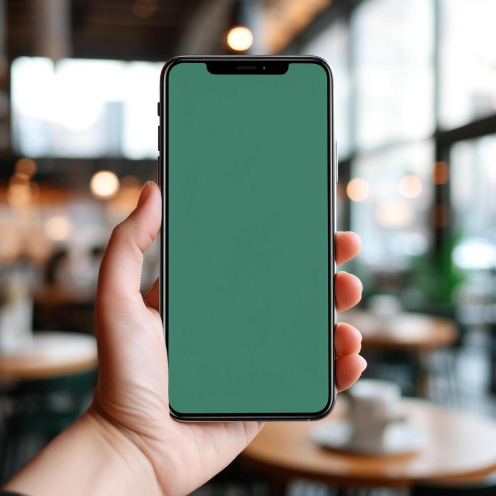 ai génératif haute qualité intelligent téléphone sur main avec vert écran photo