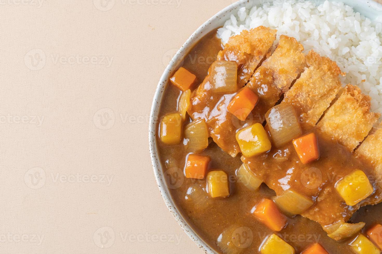 escalope de poulet frit au curry avec riz - style de cuisine japonaise photo