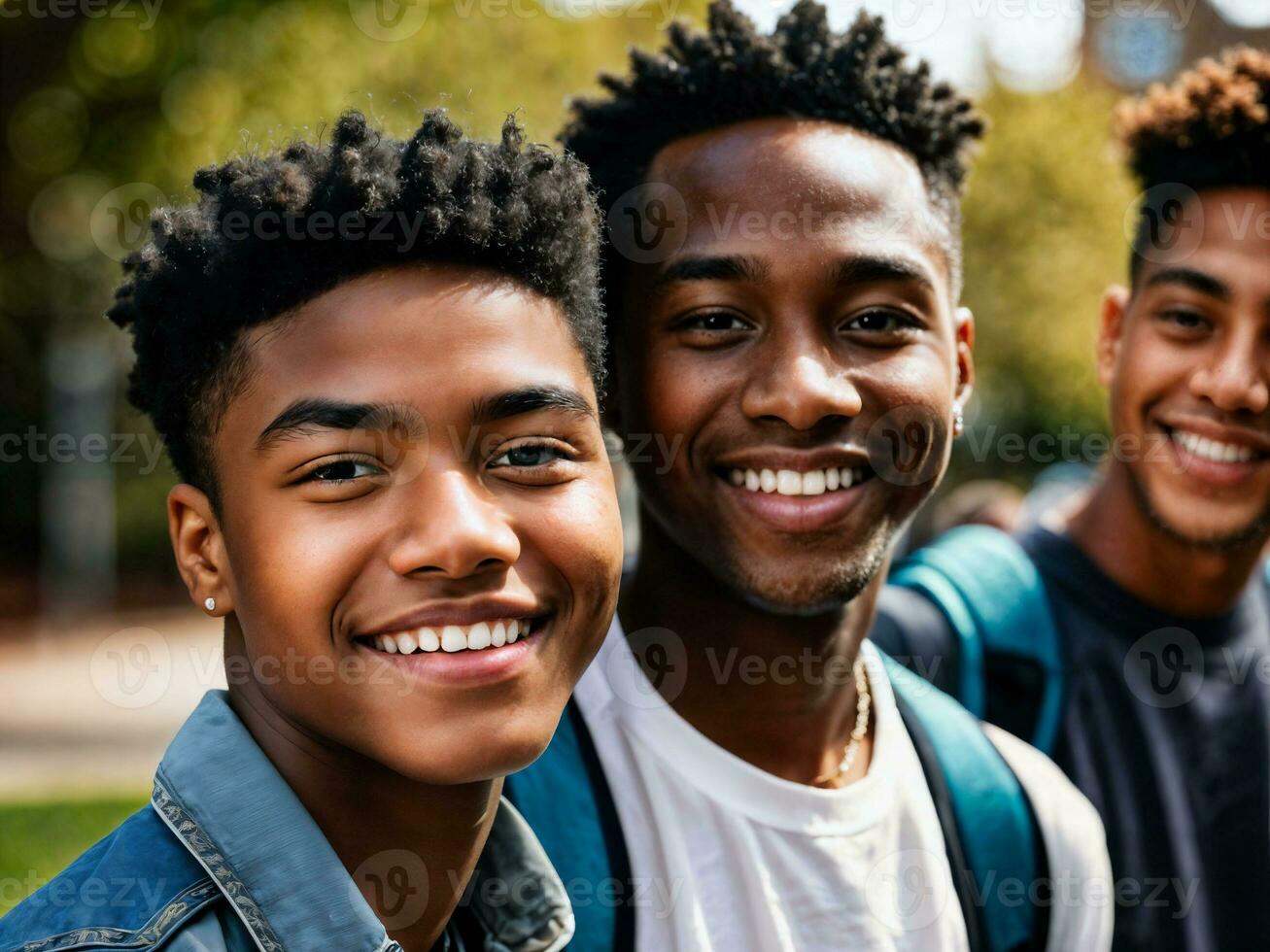 photo de groupe noir adolescent frais étudiant à université, génératif ai