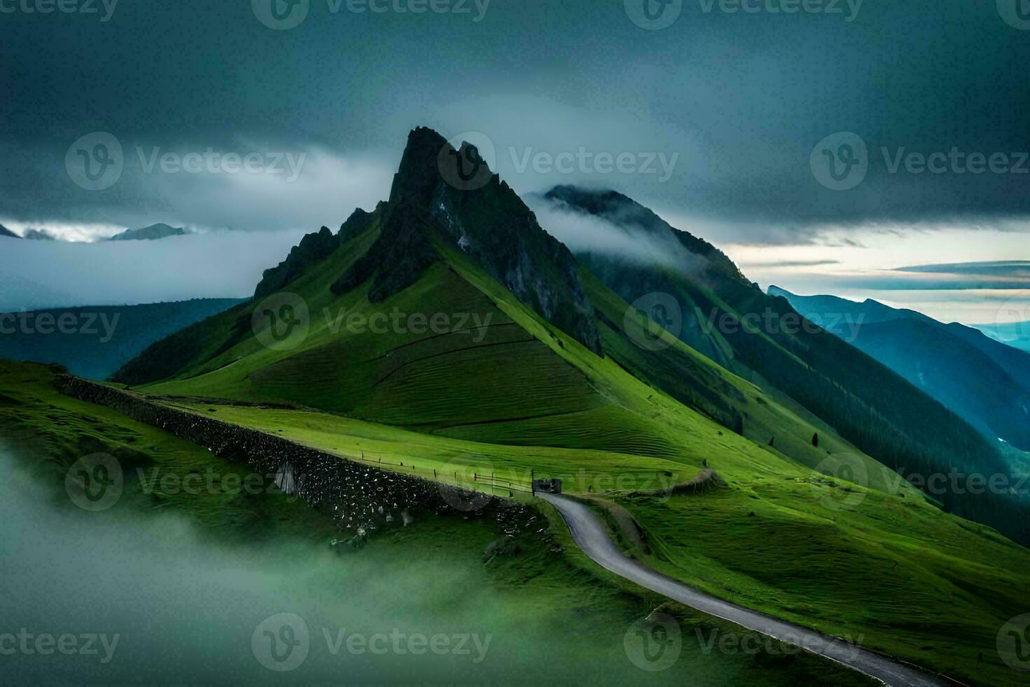 vert Montagne paysage généré ai photo