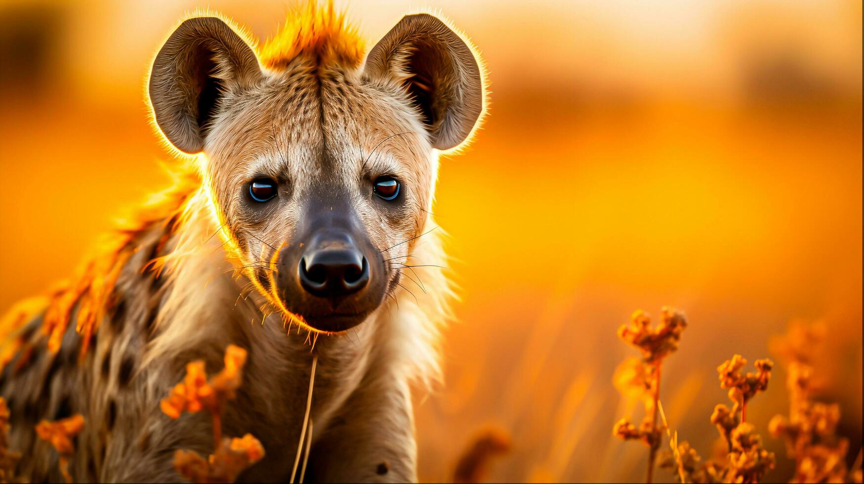 hyène dans le africain savane, génératif ai photo