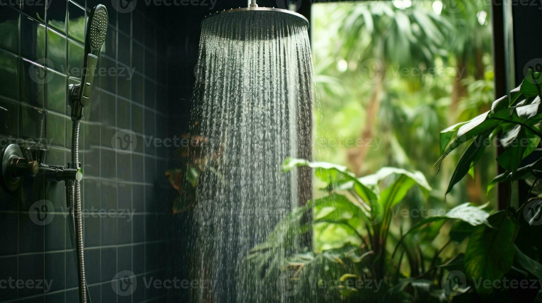 pluie douche Frais été l'eau génératif ai photo