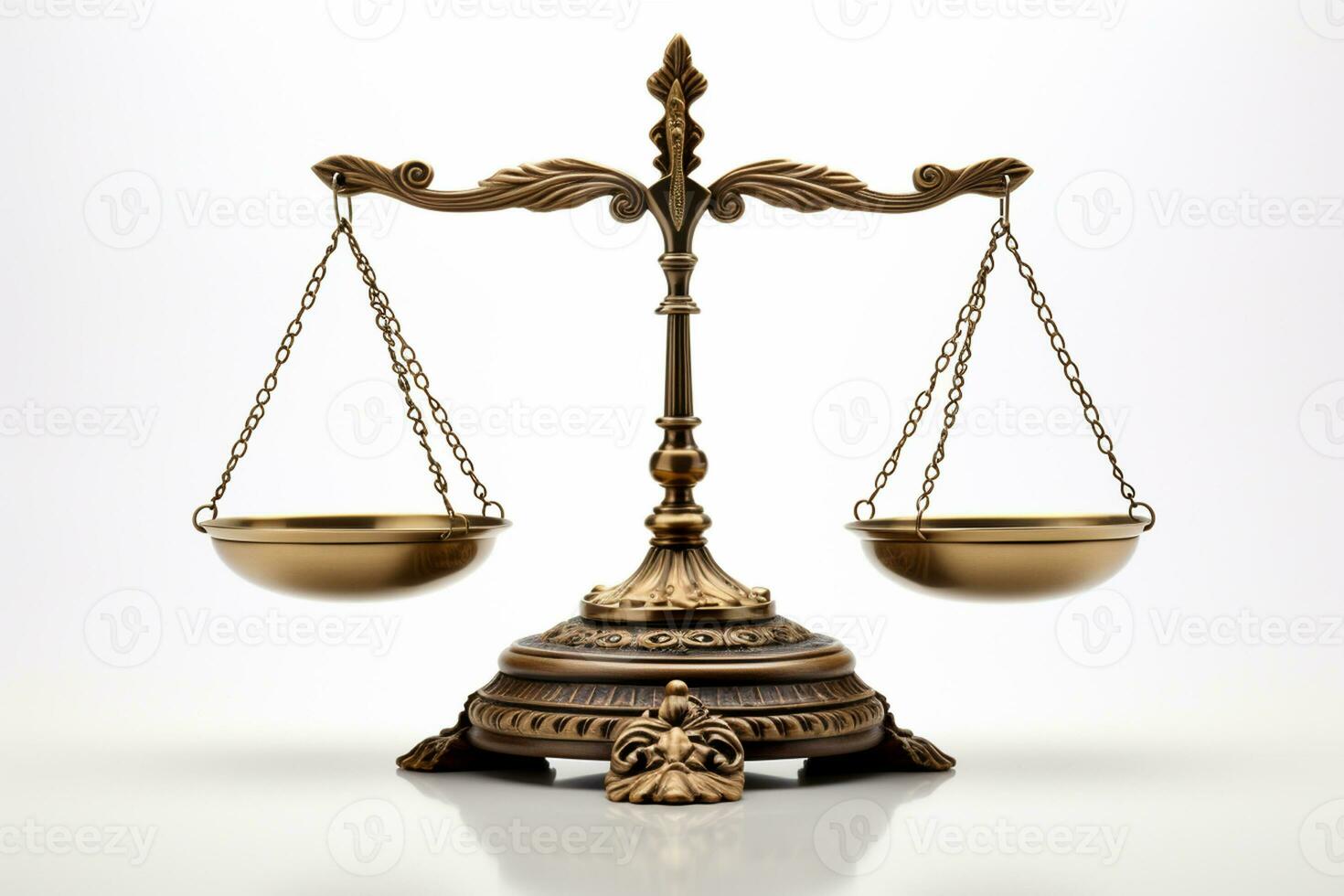 vieux Balance de Justice isolé sur blanc Contexte. loi et Justice concept. ai génératif photo