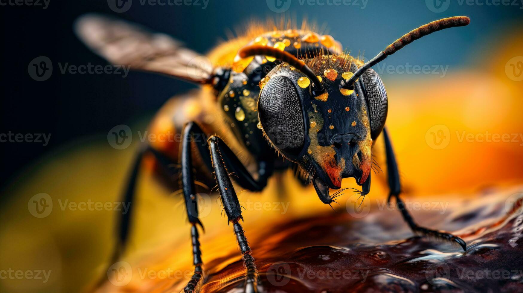 les abeilles œil minuscule merveilles une détaillé et coloré vue de le beauté de la nature le plus petit créature insectes ai génératif photo