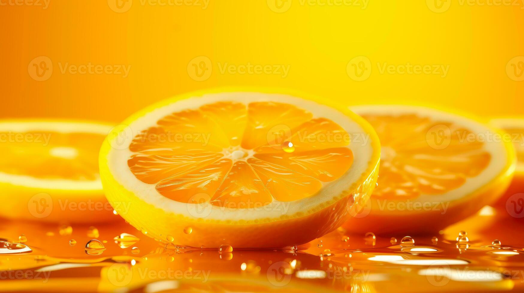 Jaune et Orange pente avec une juteux tranché Orange une chaud et vibrant Contexte ai génératif photo