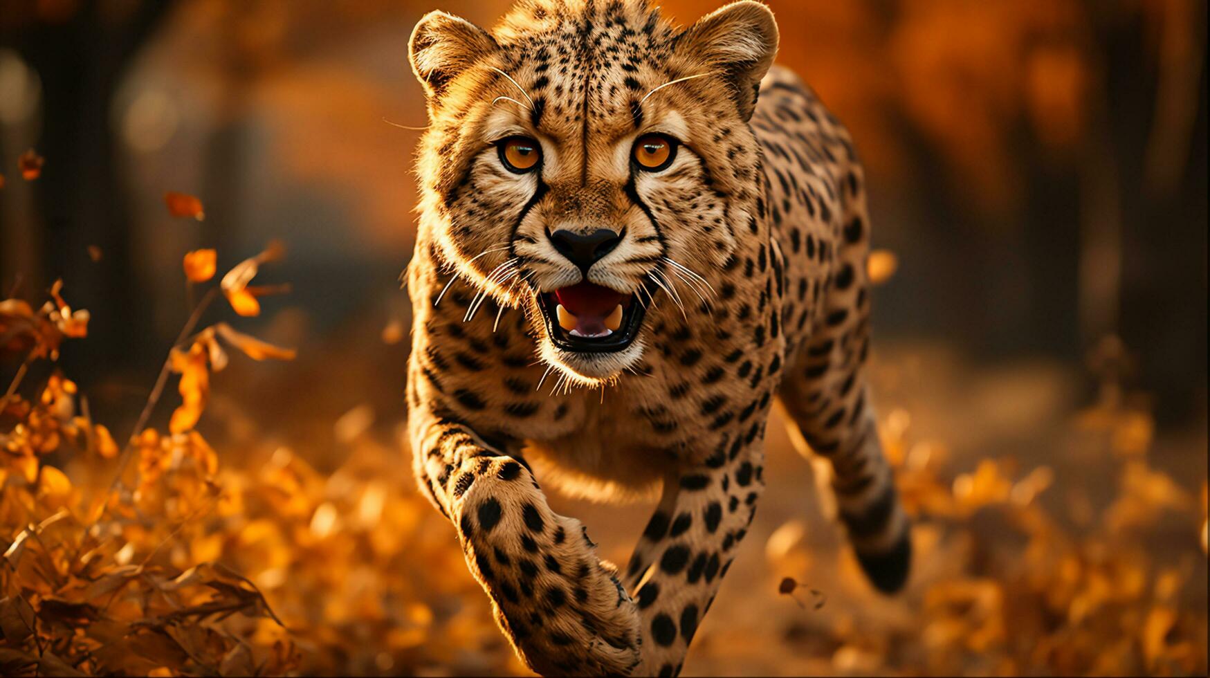 guépard fonctionnement dans africain sauvage animal la photographie, génératif ai photo