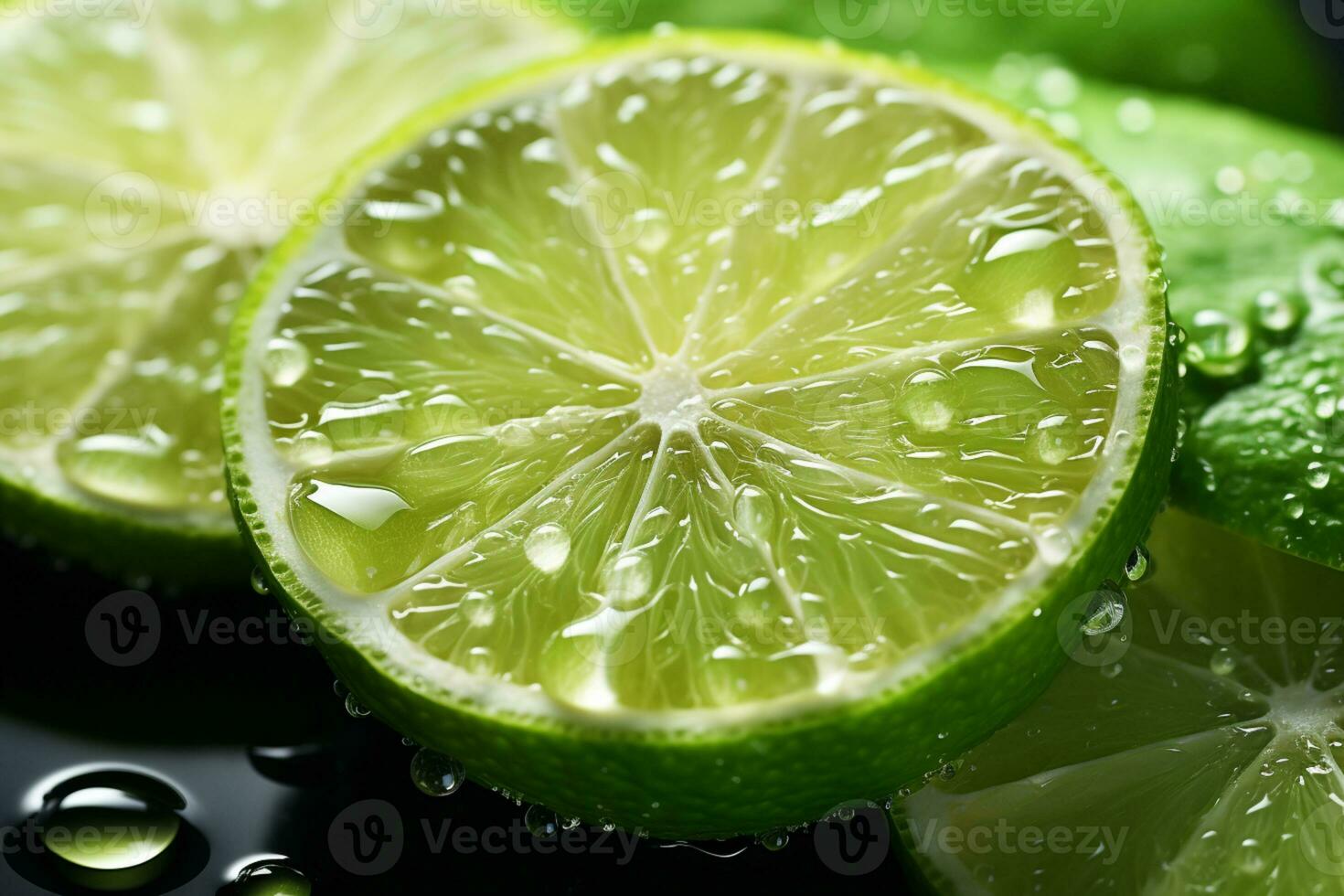 été vibrations, une rafraîchissant citron vert tranche, parfait pour nourriture la photographie ai généré photo