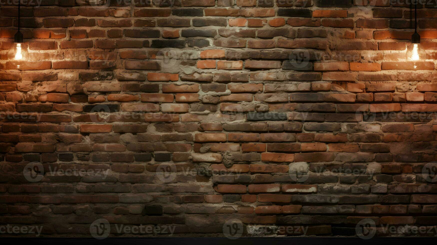brique mur avec ancien lampe lumière Contexte photo