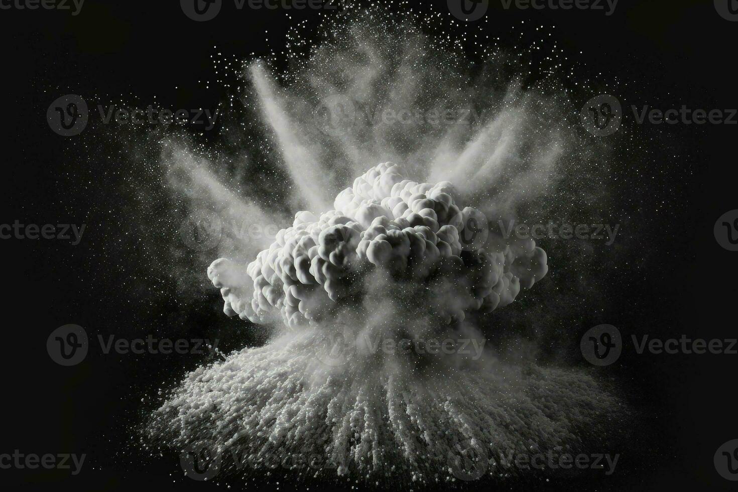 explosion de blanc poudre contre une noir Contexte photo