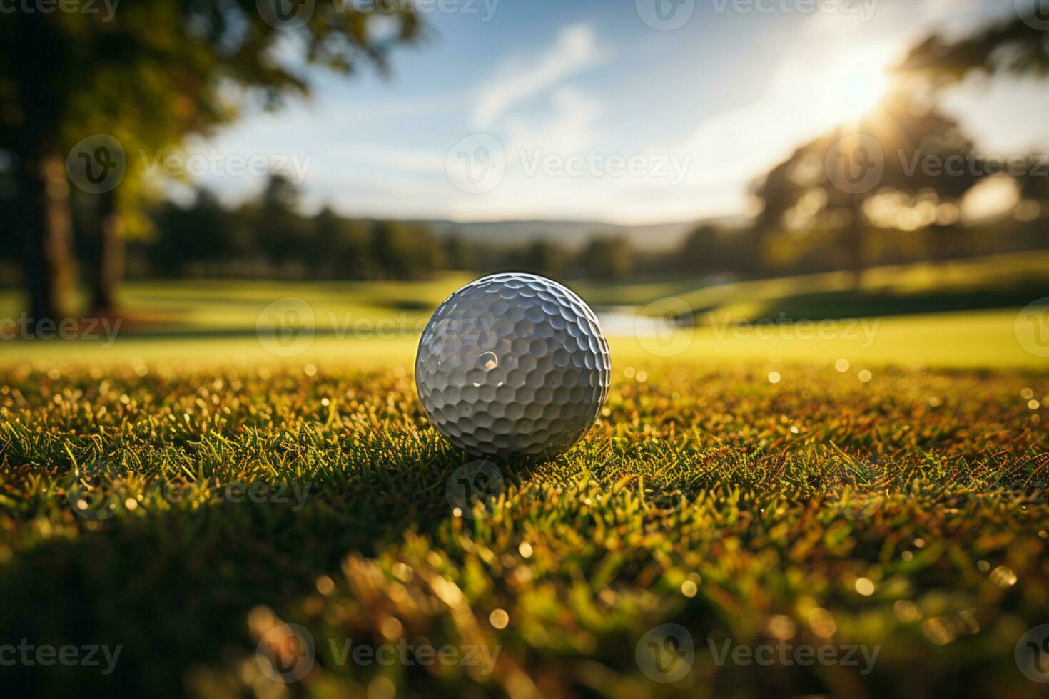 le golf joueur en mettant le golf Balle dans trou, joueur brouiller , le golf Balle concentrer ai généré photo