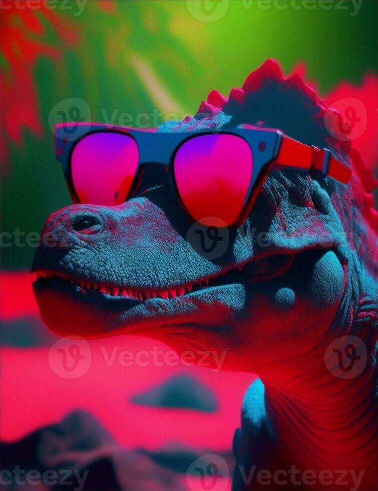 anaglyphe 3d dinosaure portant des lunettes illustration photo