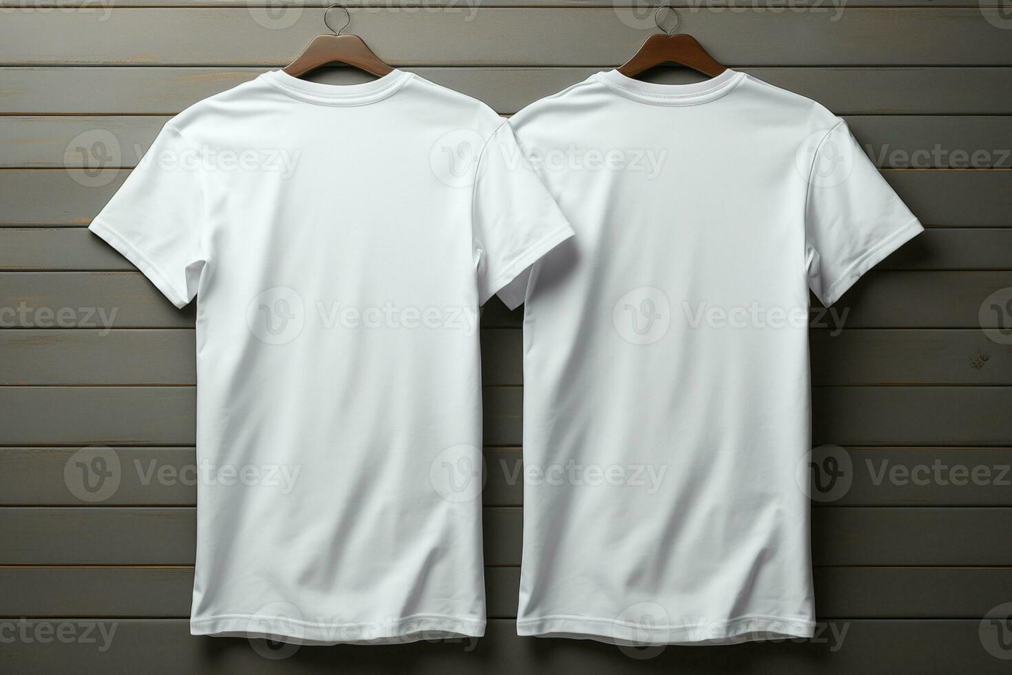 conception pour vêtements, blanc T-shirt maquette, retour vue ai généré photo