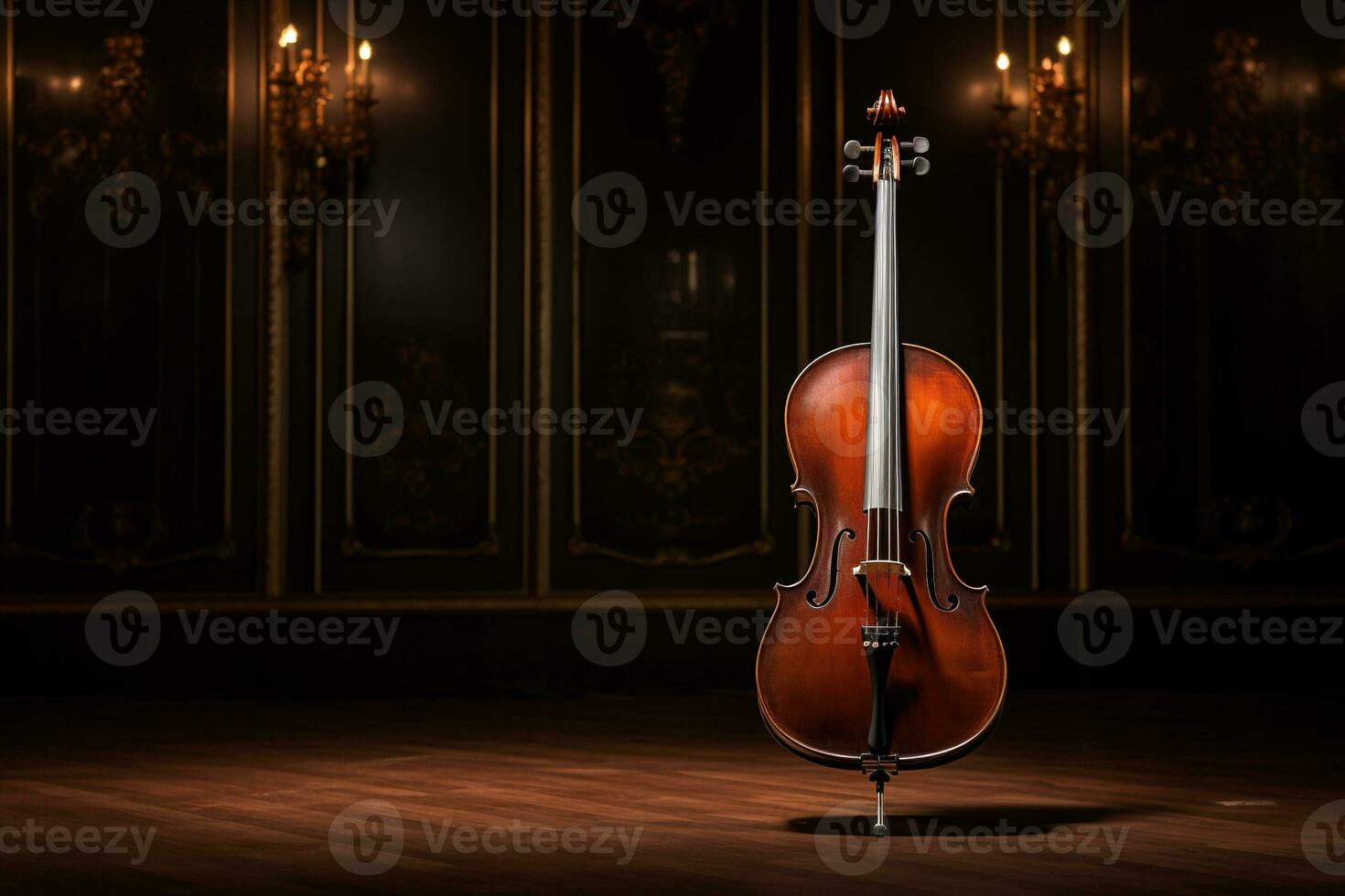 violoncelle permanent droit, mettant en valeur le élégance et savoir-faire de une classique chaîne instrument ai génératif photo