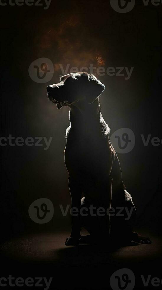 silhouette de une chien sur foncé Contexte génératif ai photo