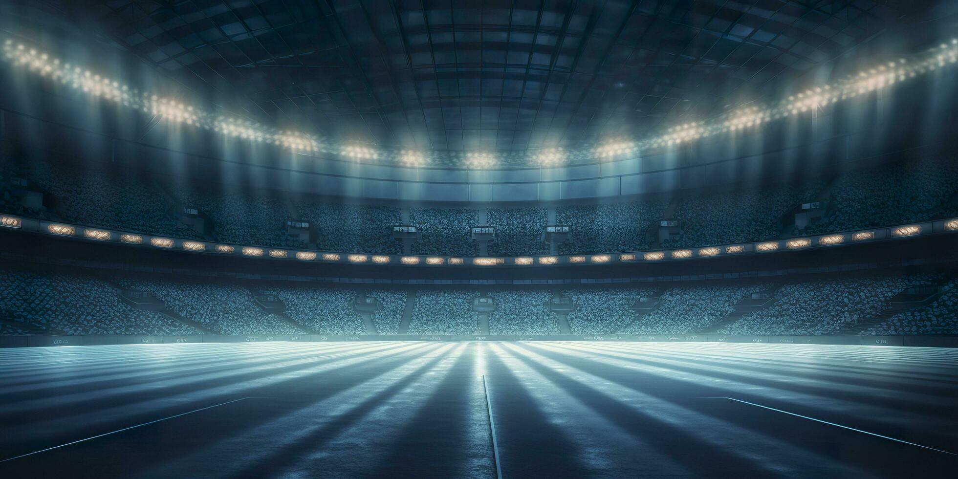 le Football stade à nuit. génératif ai photo