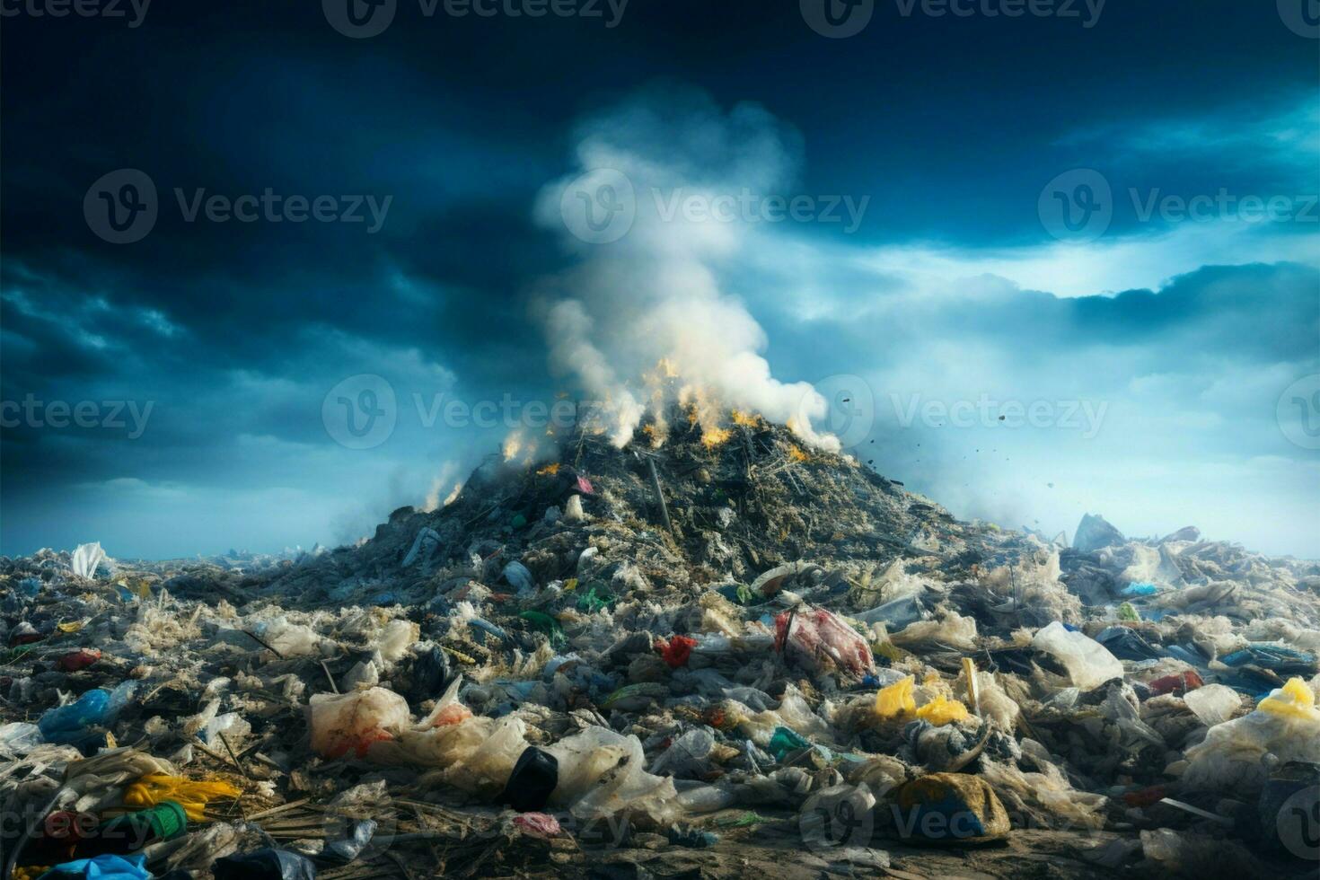 environnement préoccupation représenté par une massif décharge déchets pile symbolisant la pollution ai généré photo