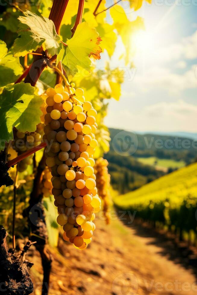 vignoble paysage en dessous de le l'automne Soleil Contexte avec vide espace pour texte photo