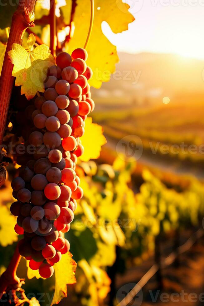 vignoble paysage en dessous de le l'automne Soleil Contexte avec vide espace pour texte photo