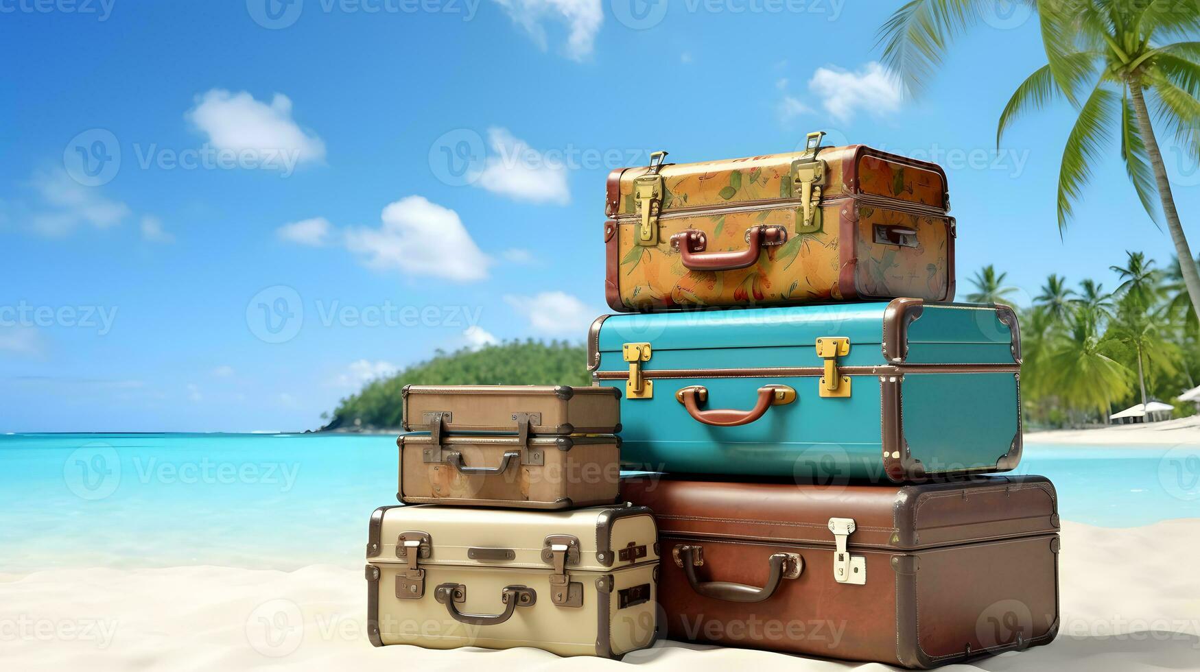 Accessoires De Plage Dans La Valise Sur La Plage - Concept De Voyage Image  stock - Image du préparation, accessoires: 96106301