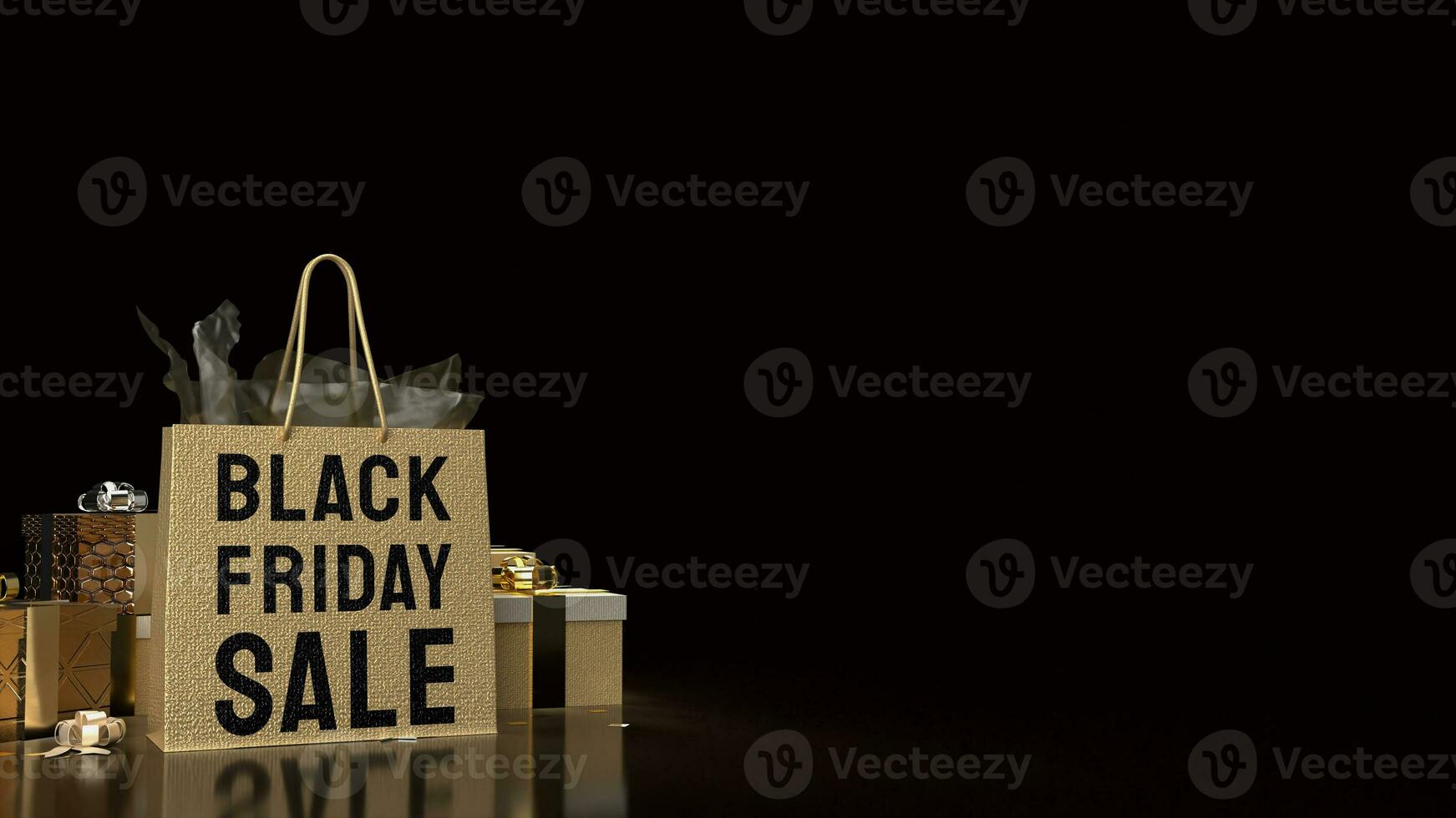 le achats sac et cadeau boîte pour noir Vendredi concept 3d le rendu photo