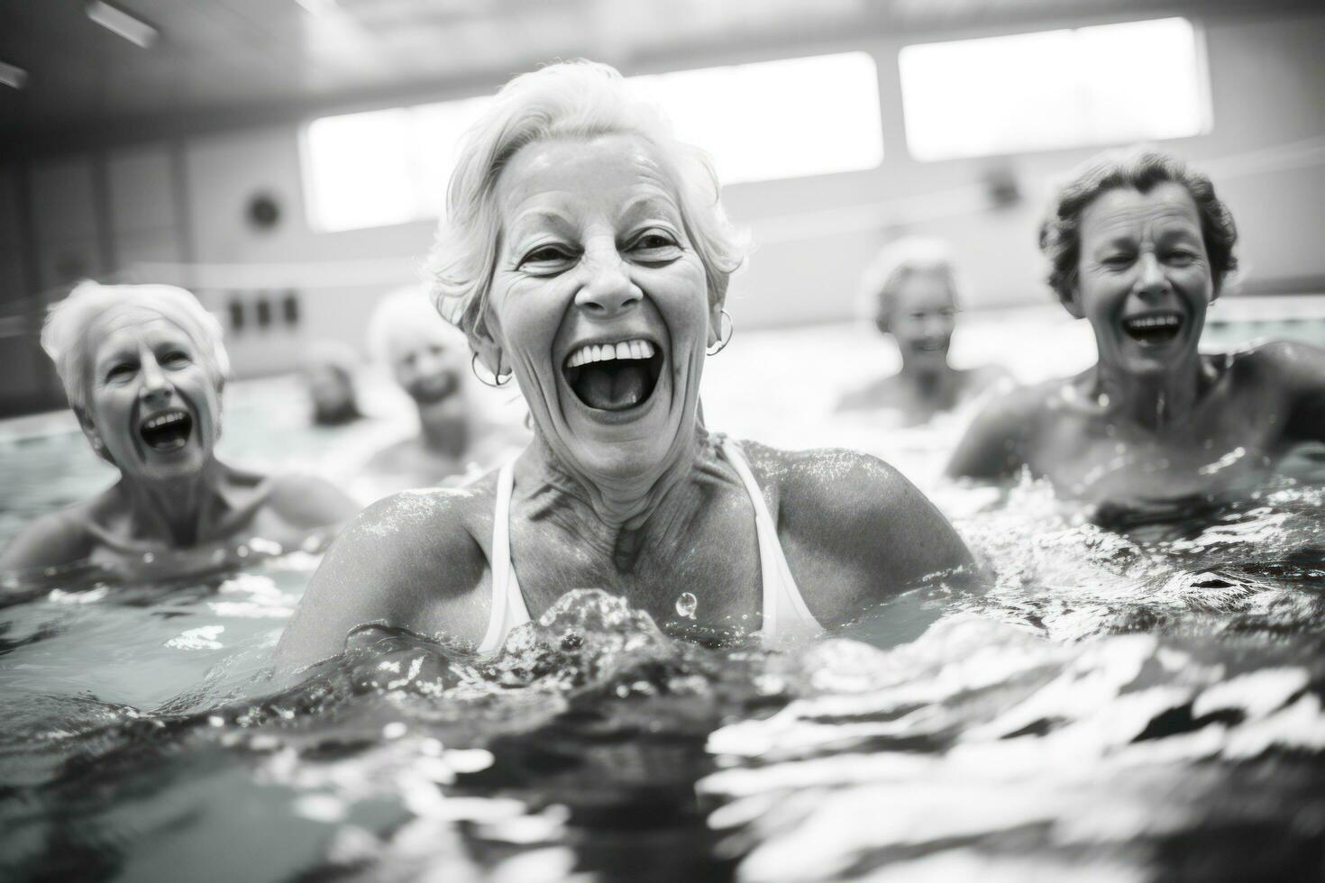 plus âgée gens dans nager bassin photo