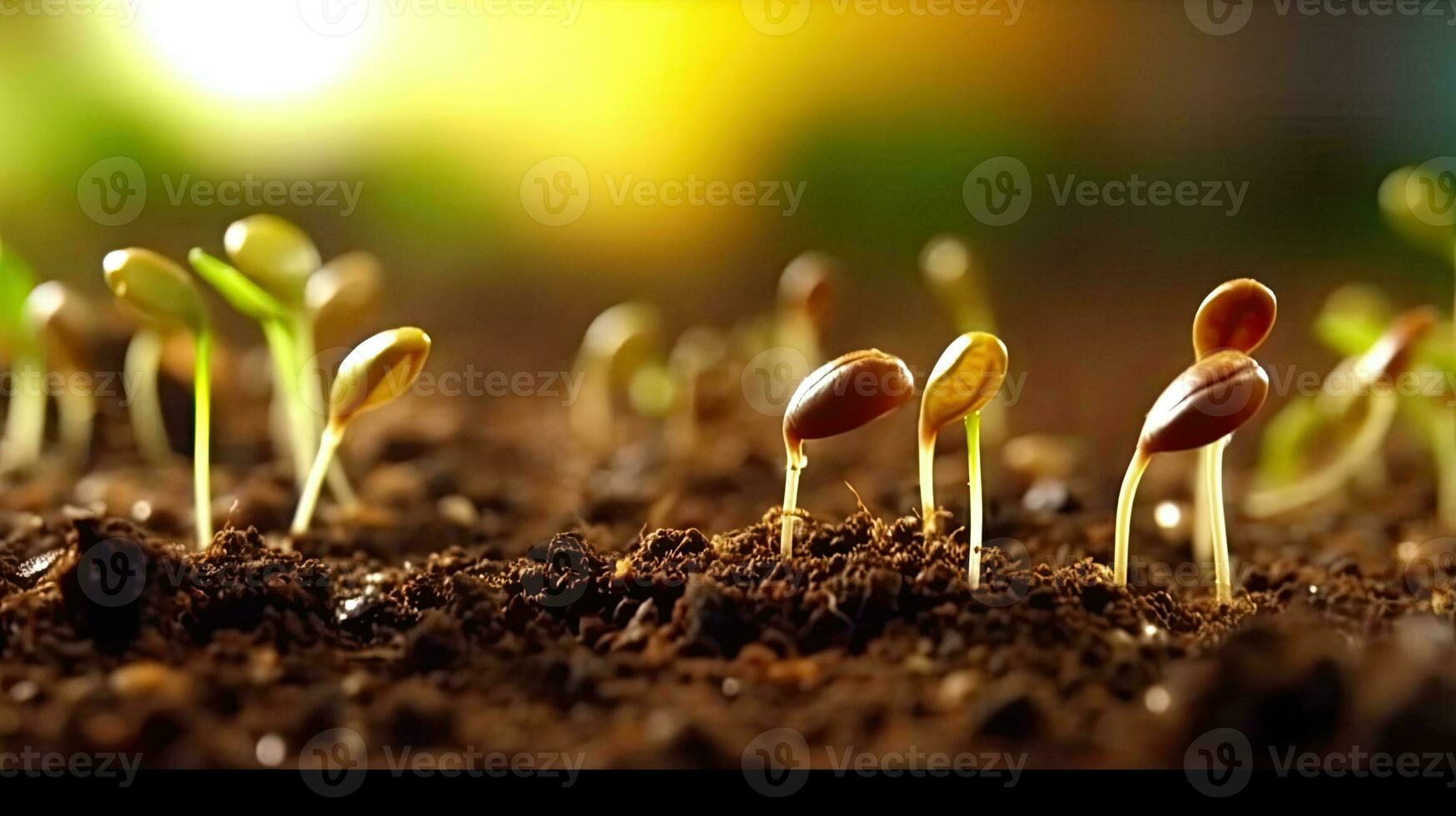 germination des graines de légume sur le Terre dans divers saisons, ai généré photo