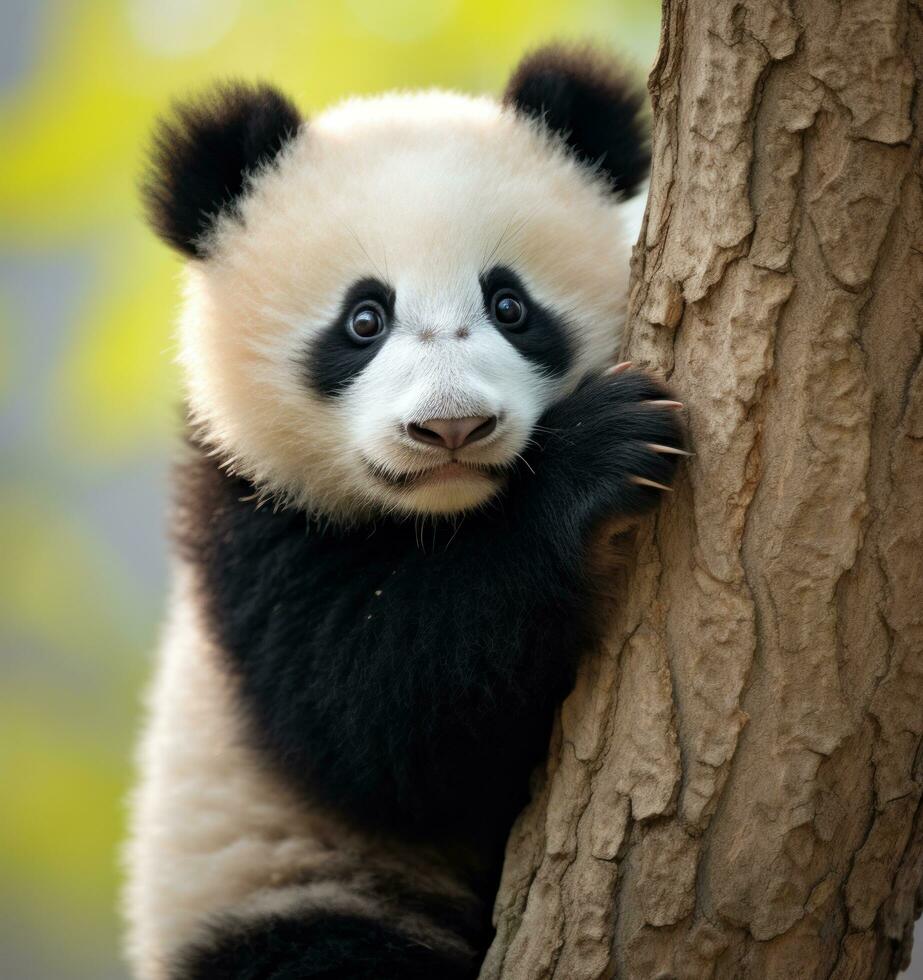 mignonne Panda sur Naturel Contexte photo