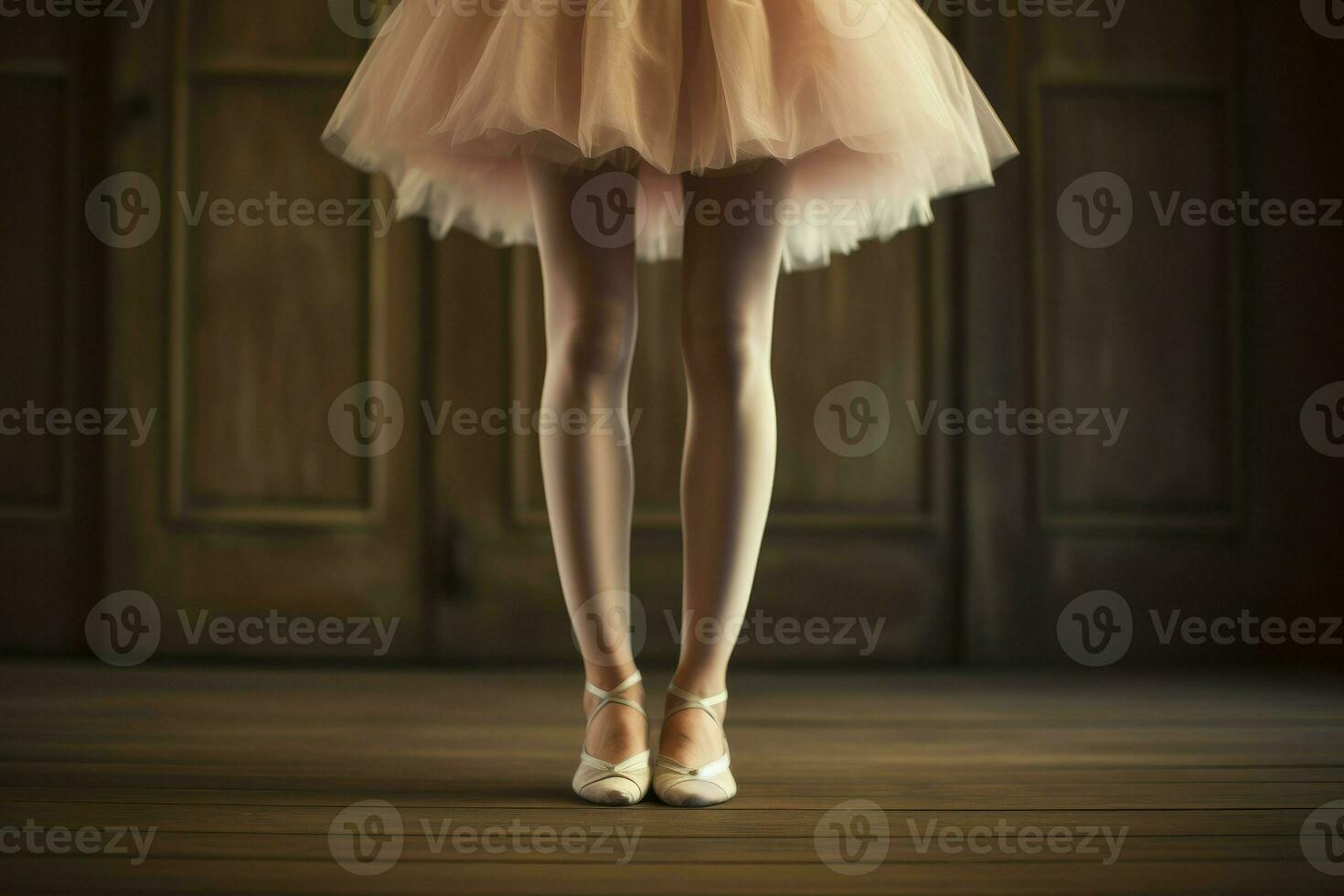 jambes de ballerine dans ballet chaussures. produire ai photo