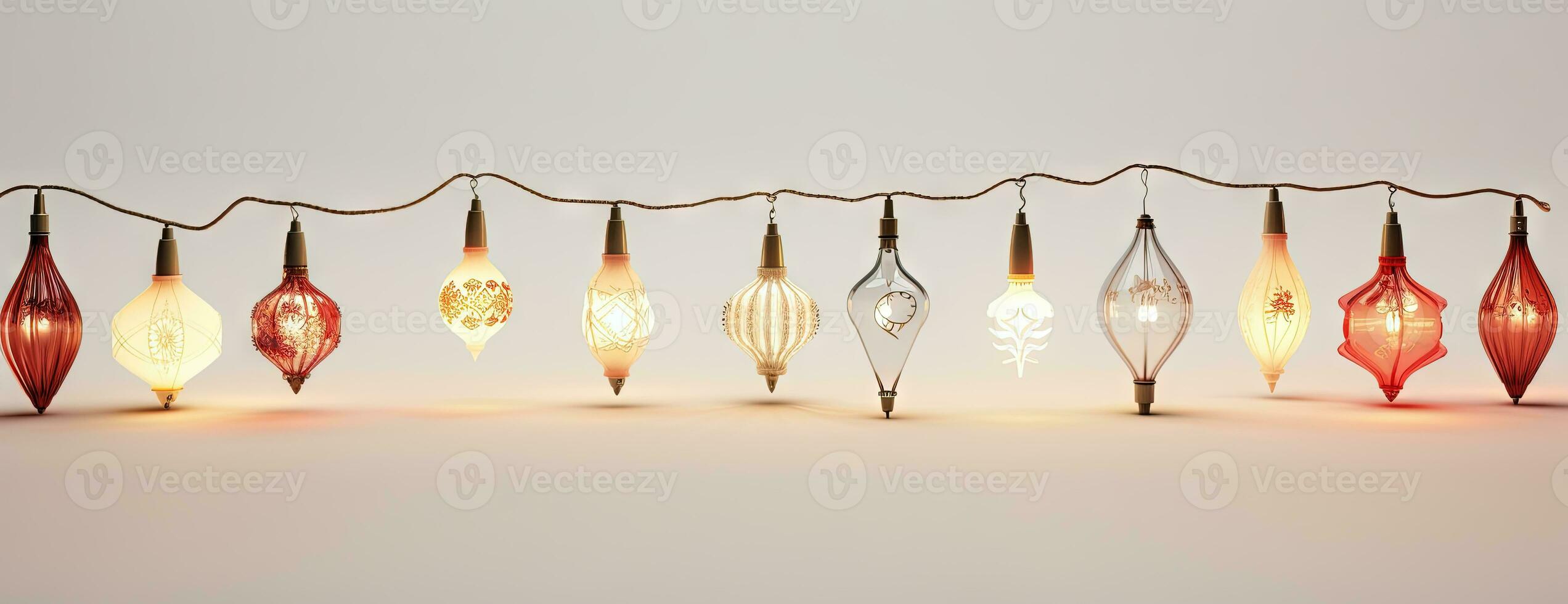 Noël à thème les lampes et guirlandes avec confortable vacances lumières. Noël ornement avec brillant jouets. généré ai. photo