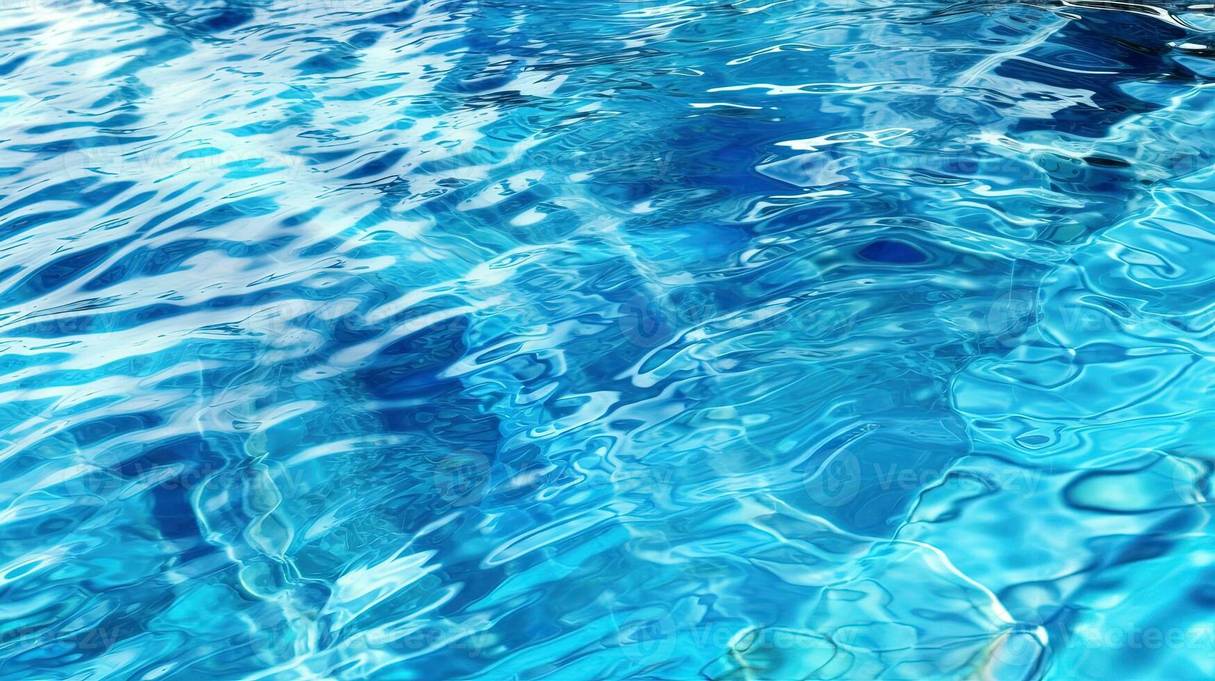ondulations sur le bleu bassin l'eau. brillant vagues de nettoyer bassin l'eau. généré ai. photo