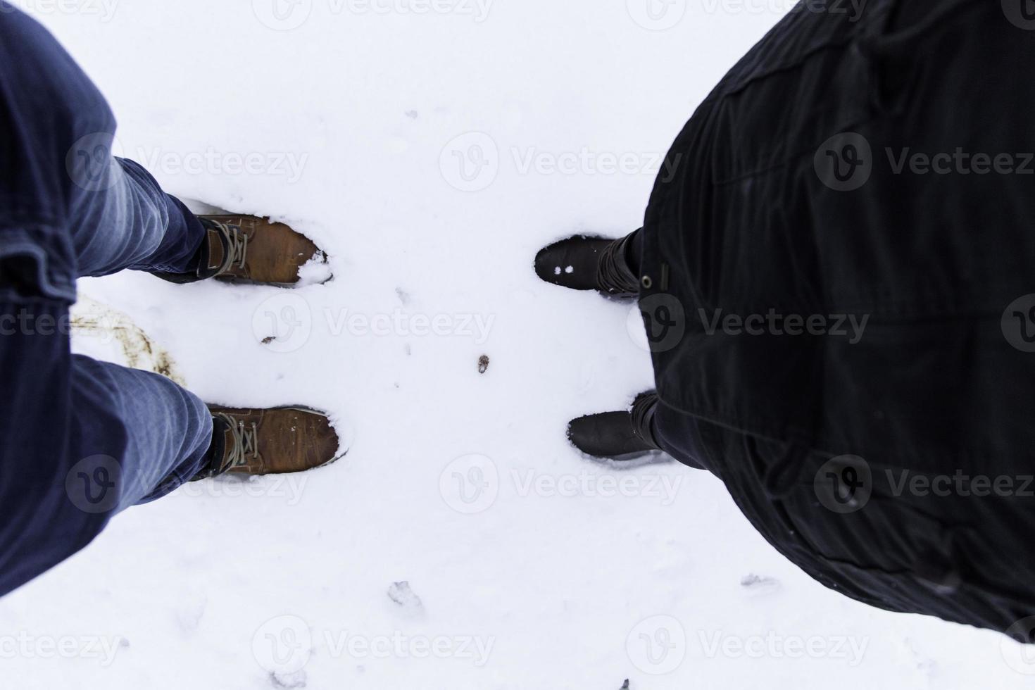 empreintes de pas pieds neige photo