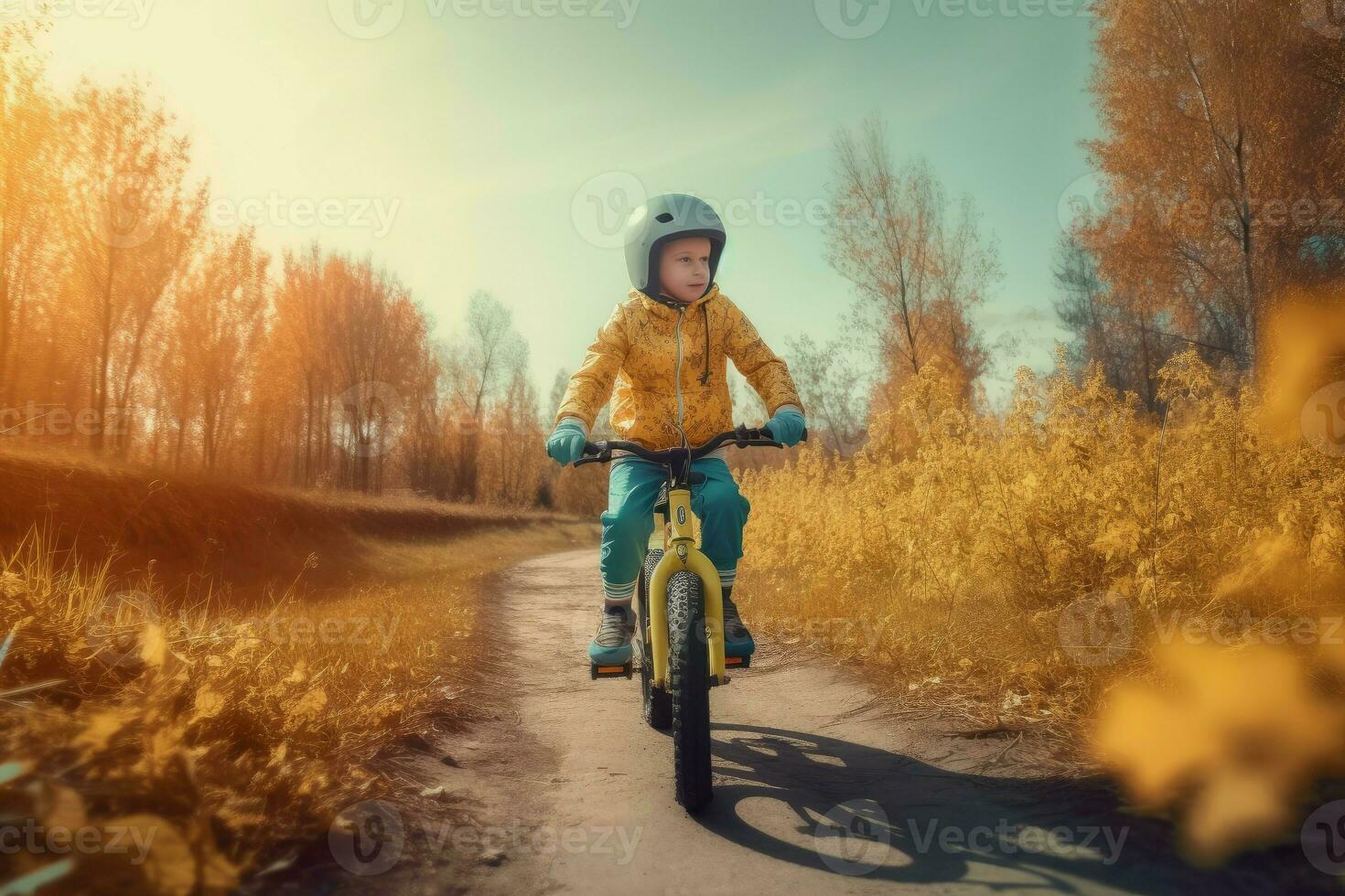 des gamins monte vélo. produire ai photo