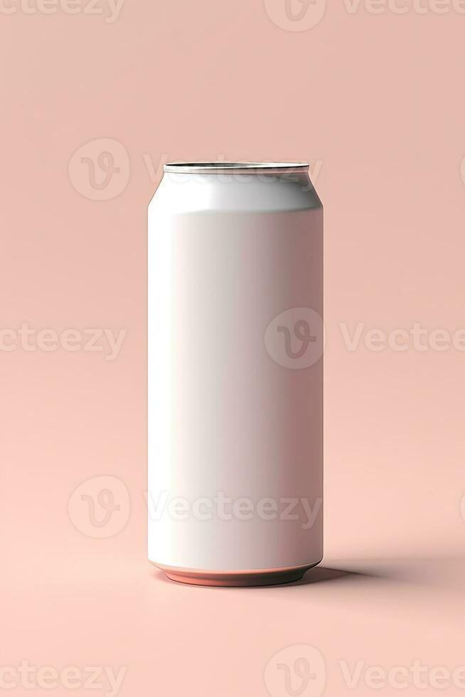 un soda pouvez maquette blanc avec nuances blanc arrière-plan, ai généré photo