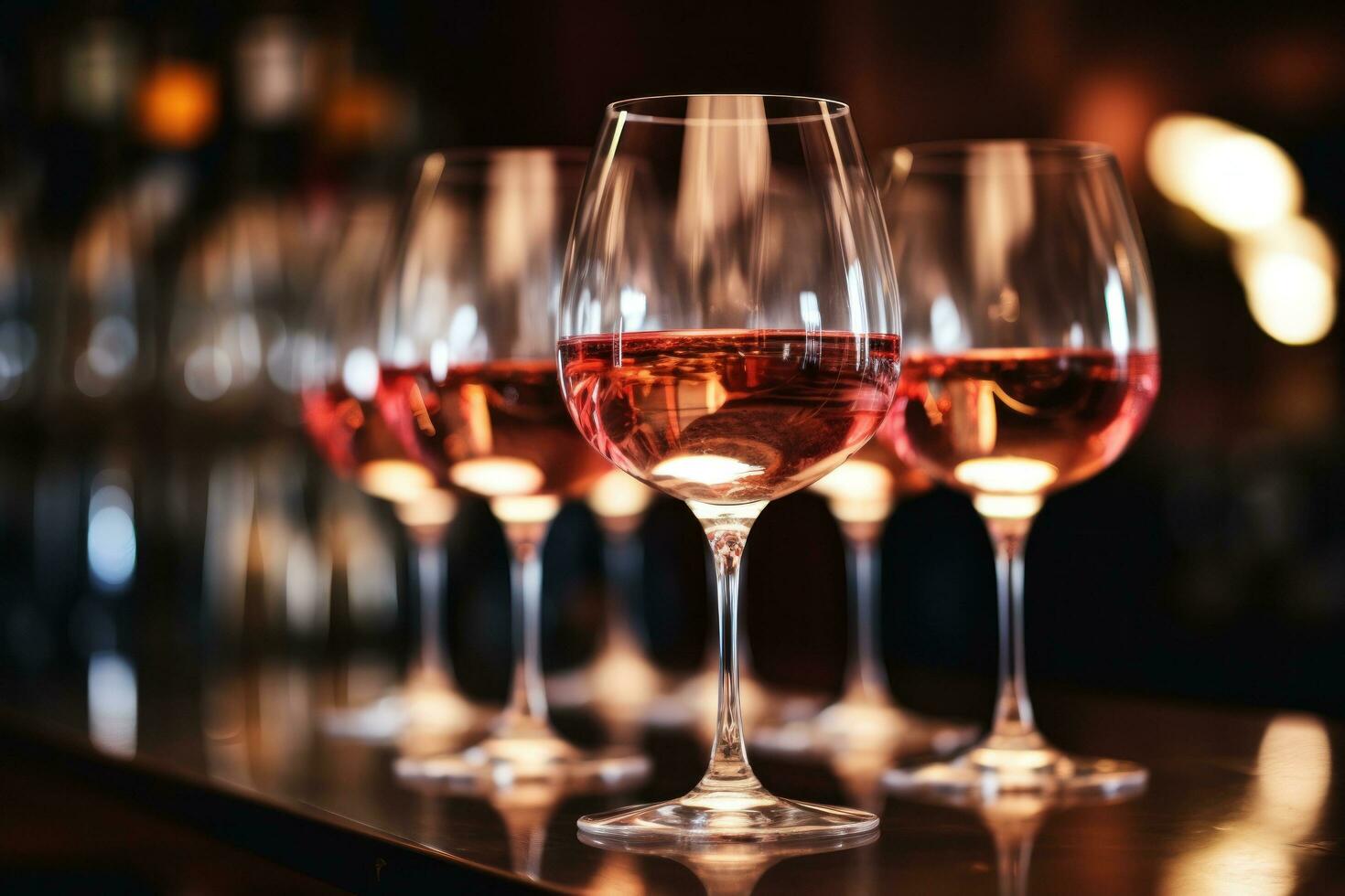 rose du vin des lunettes sur restaurant Contexte photo
