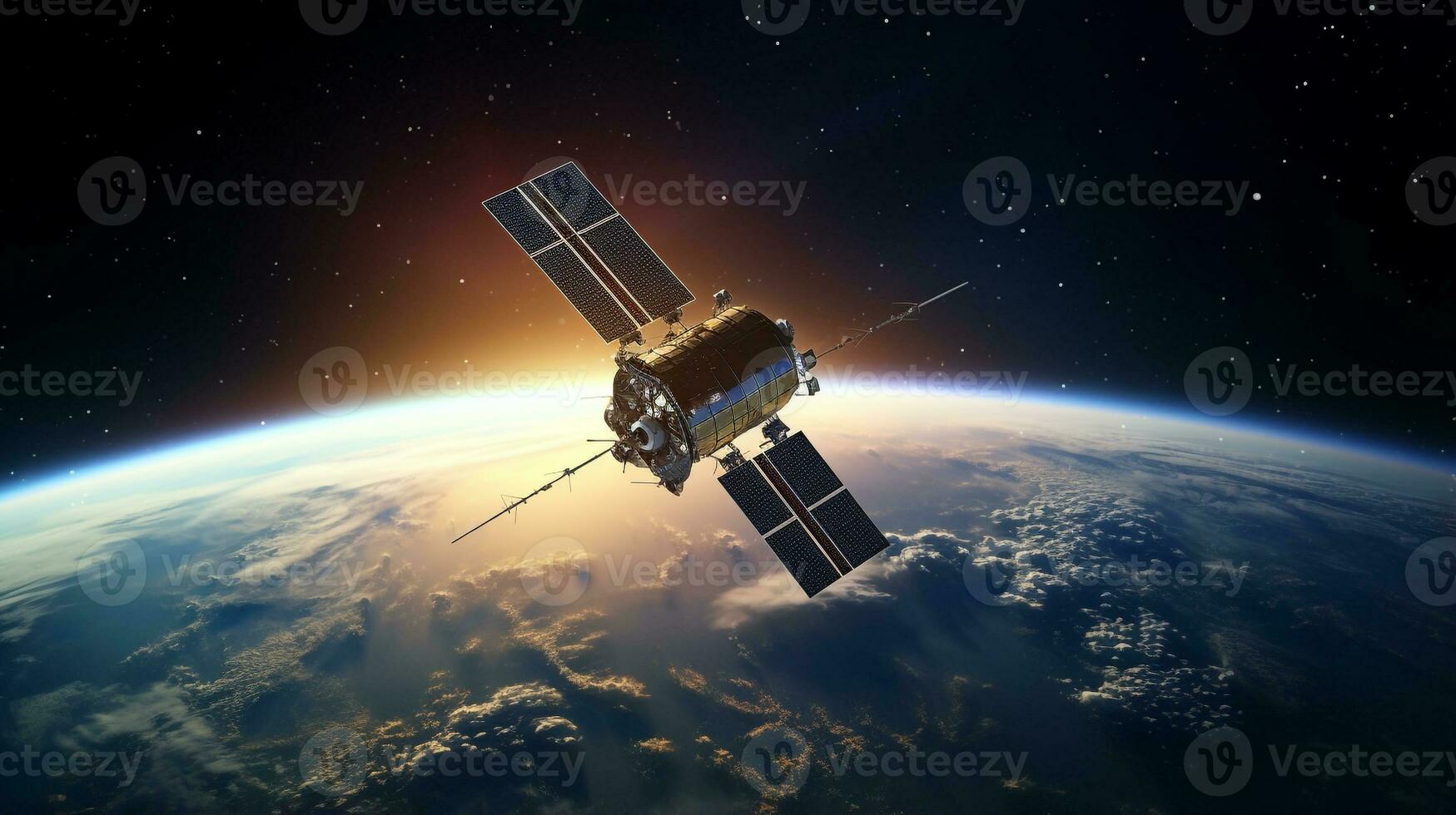 Satellite la communication au dessus Terre photo