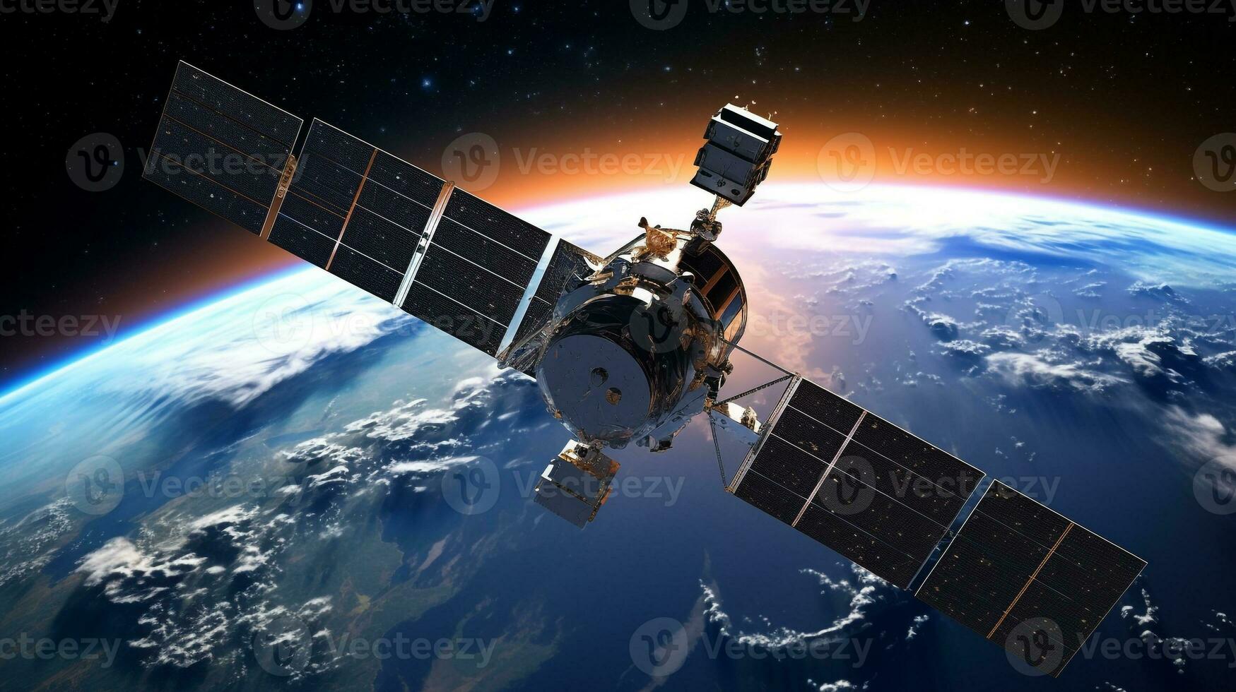 Satellite la communication au dessus Terre photo