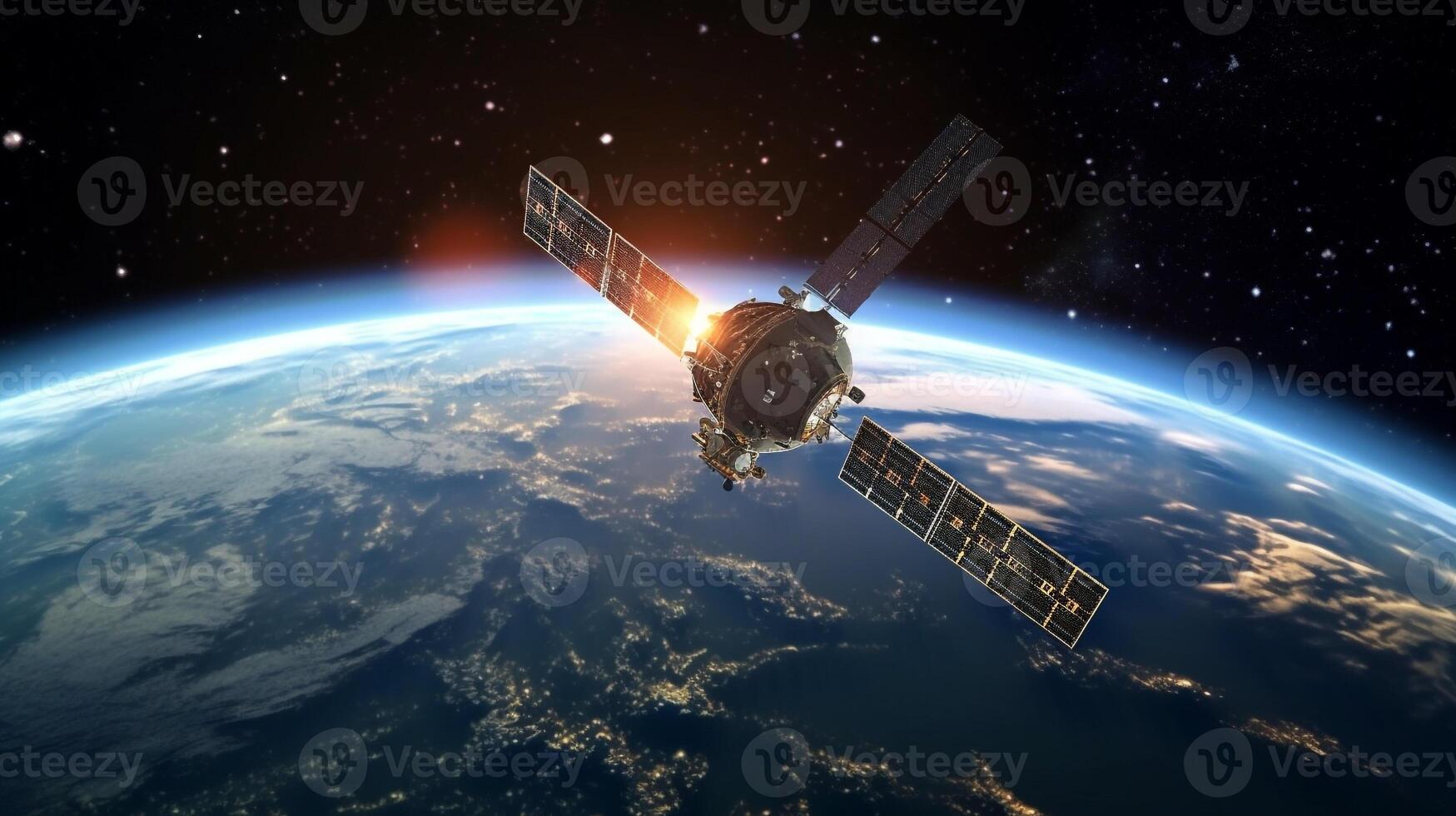 Satellite la communication au dessus Terre photo