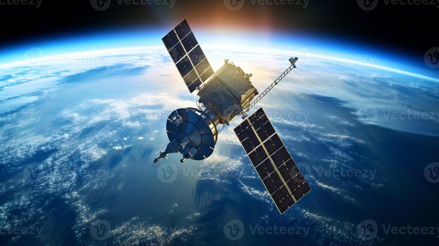 Satellite la communication au dessus Terre photo