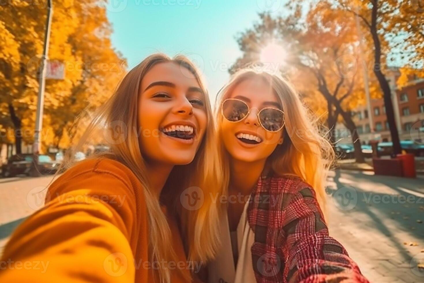 deux qui meilleure amie selfie dans été ai généré photo