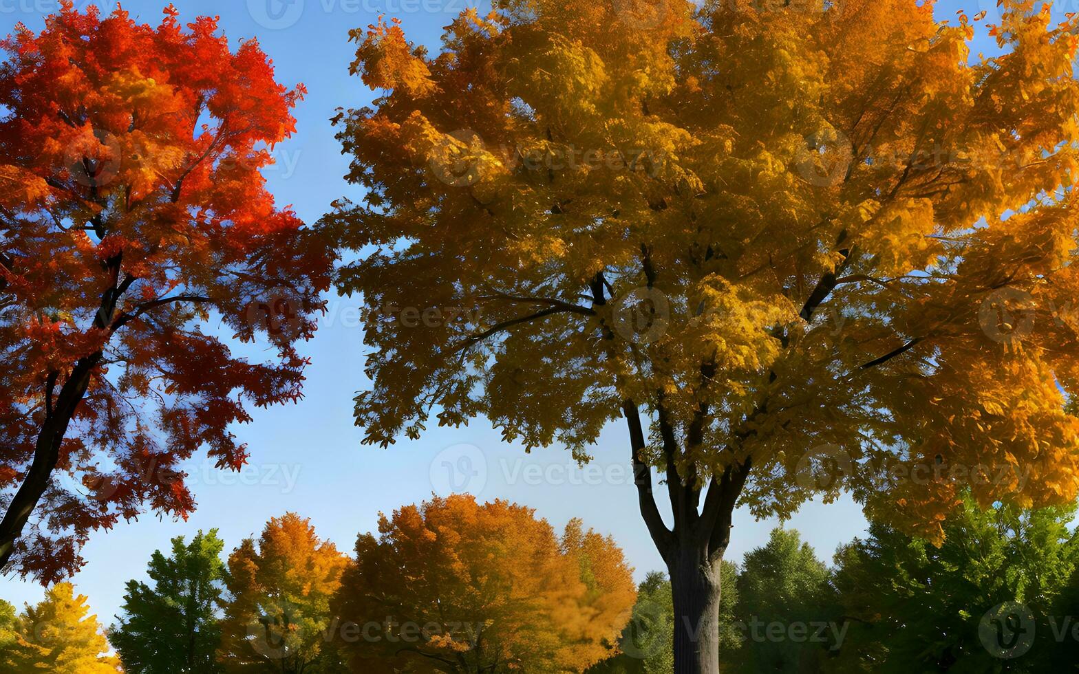 arbre concept Contexte assorti scénique l'automne des arbres par Naturel chaud Couleur feuilles. ai génératif photo