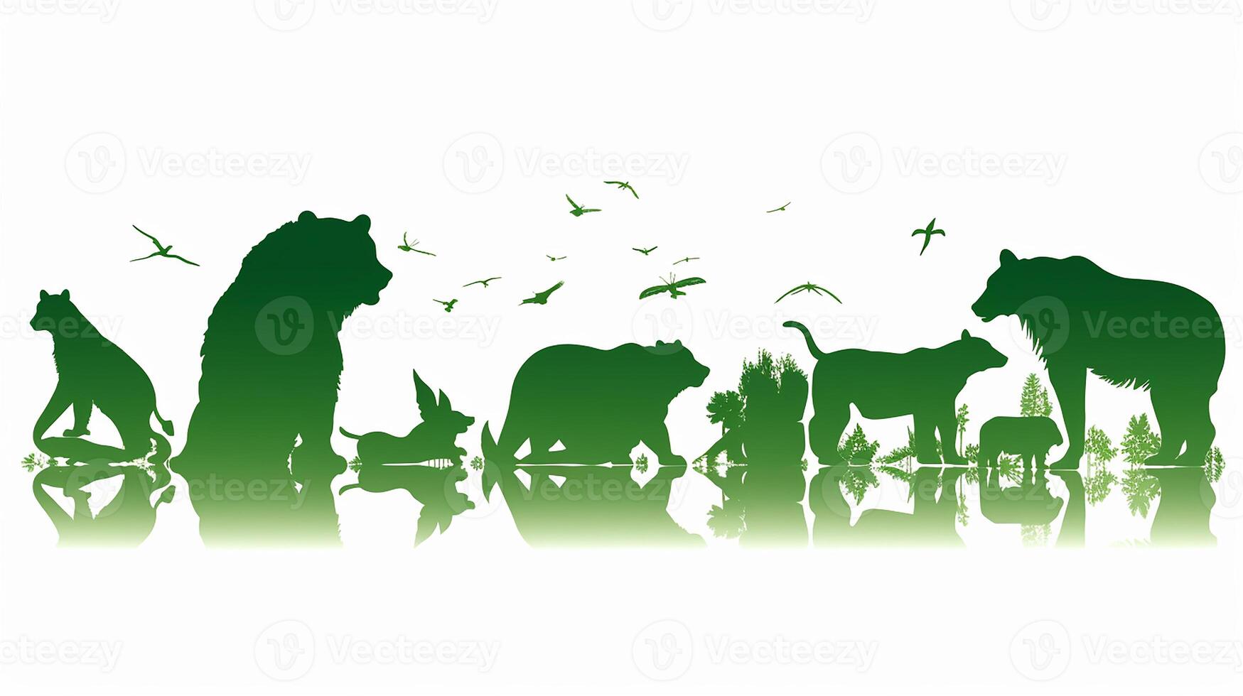 animal silhouette dans vert couleur. génératif ai photo