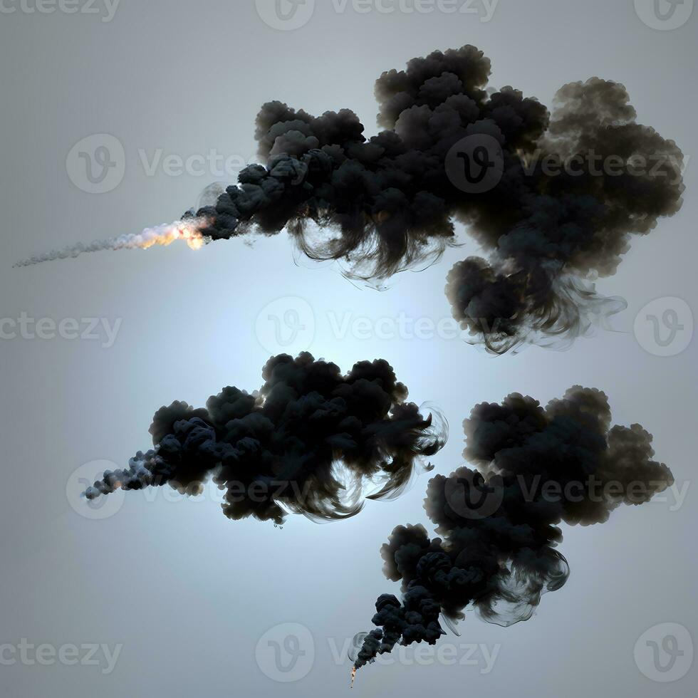 essaims 3d foncé fumée des nuages sur gris Contexte photo