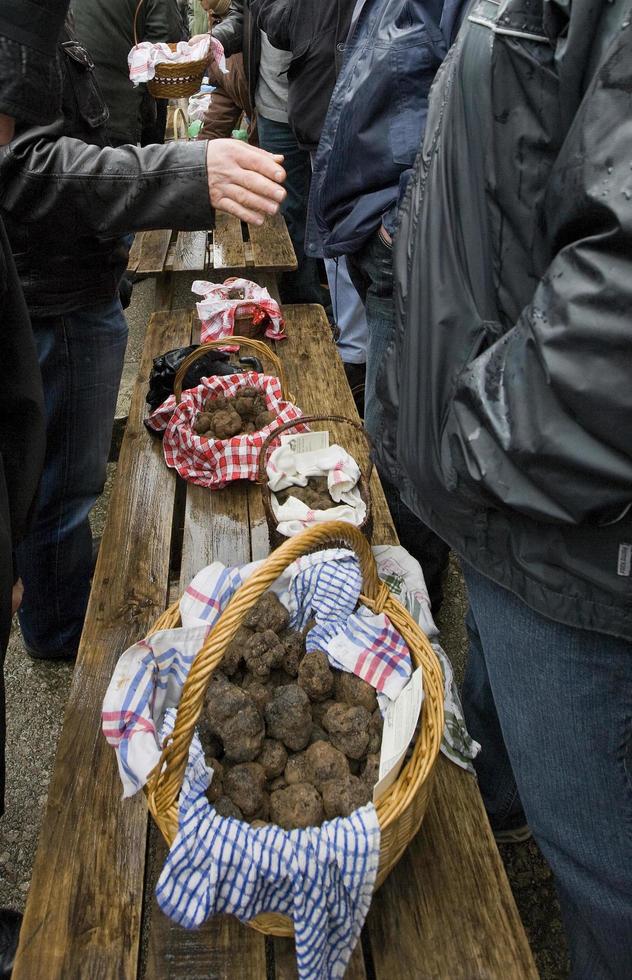 Marché traditionnel aux truffes noires à Lalbenque, France photo